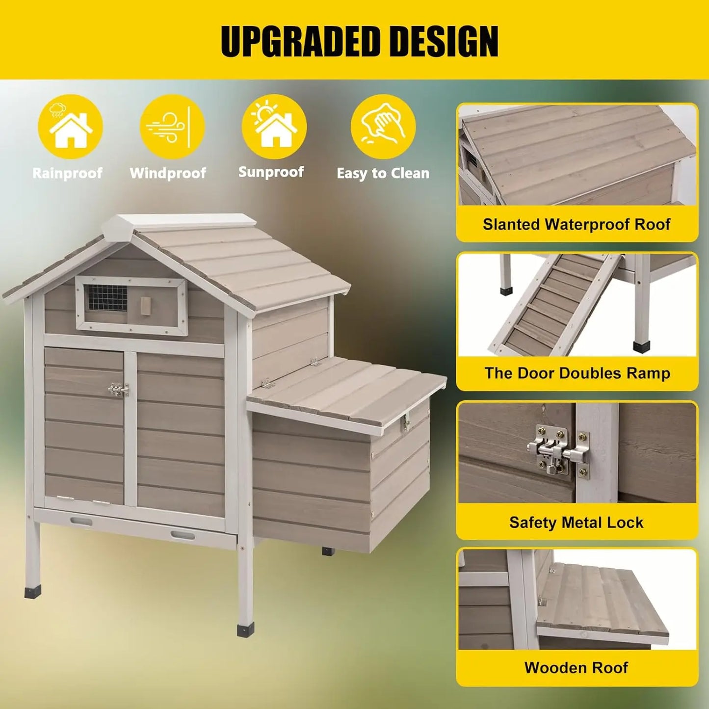 Petscosset Chicken Coop with Nesting Box