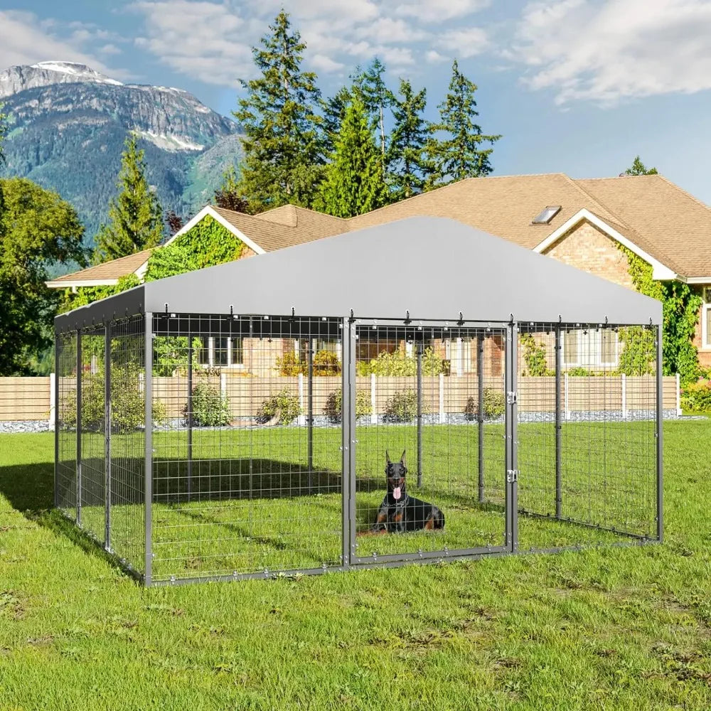 Large Outdoor Kennel with Fully Covered Roof