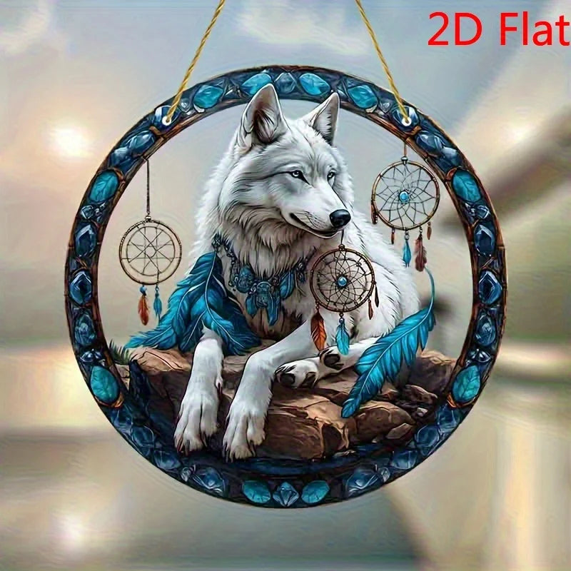 1PC 2D  Wolf Dreamcatcher Wall Art