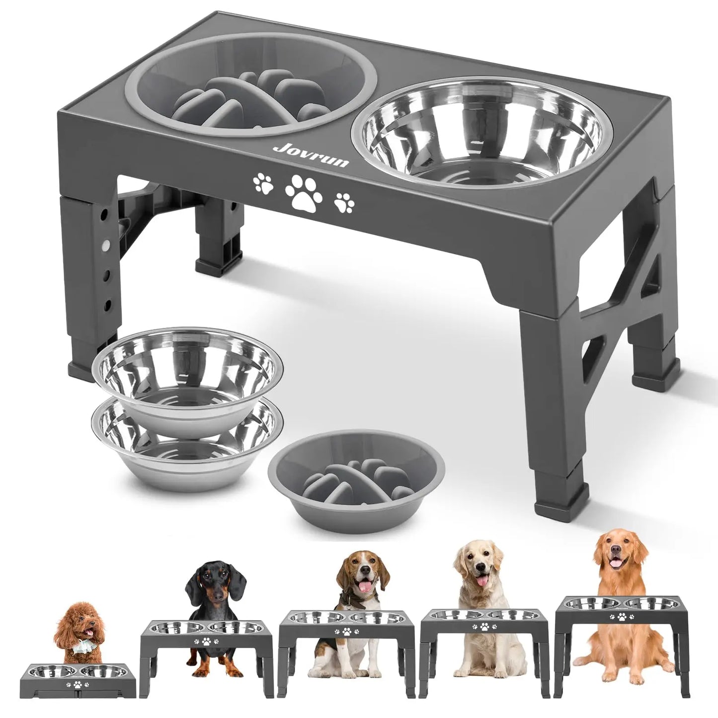 Adjustable Elevated Dog Bowls Stand