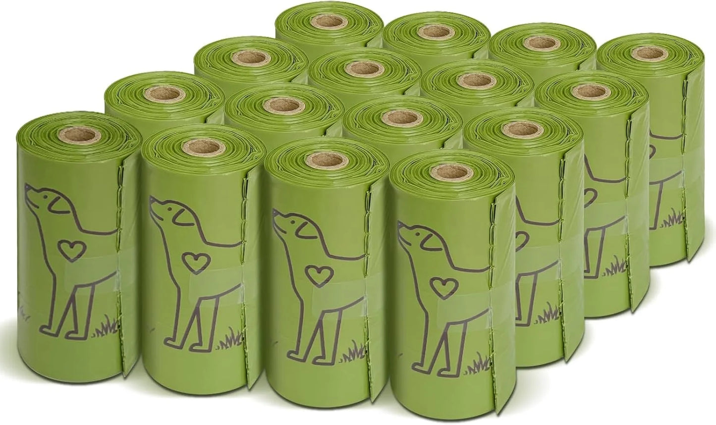 Dog Poop Bag Set with Dispenser & Leash Clip