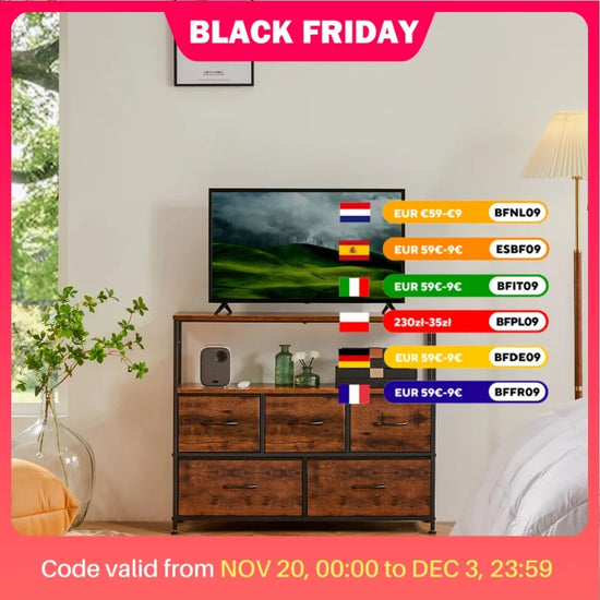 JHK Fireplace TV Stand Dresser for Bedroom