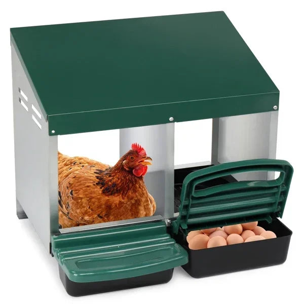 2 Compartment Roll Out Chicken Nesting Box with Plastic Basket
