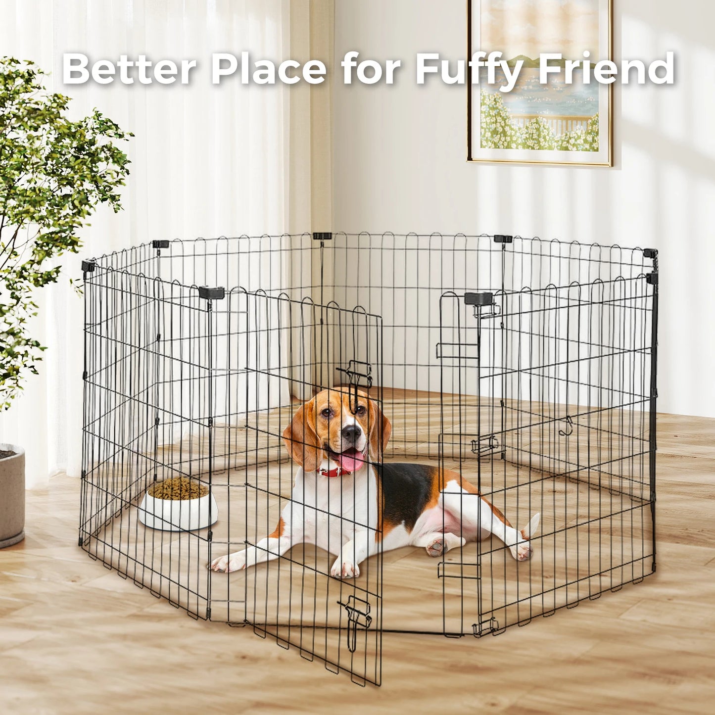 Foldable Metal Dog Playpen for Indoor/Outdoor