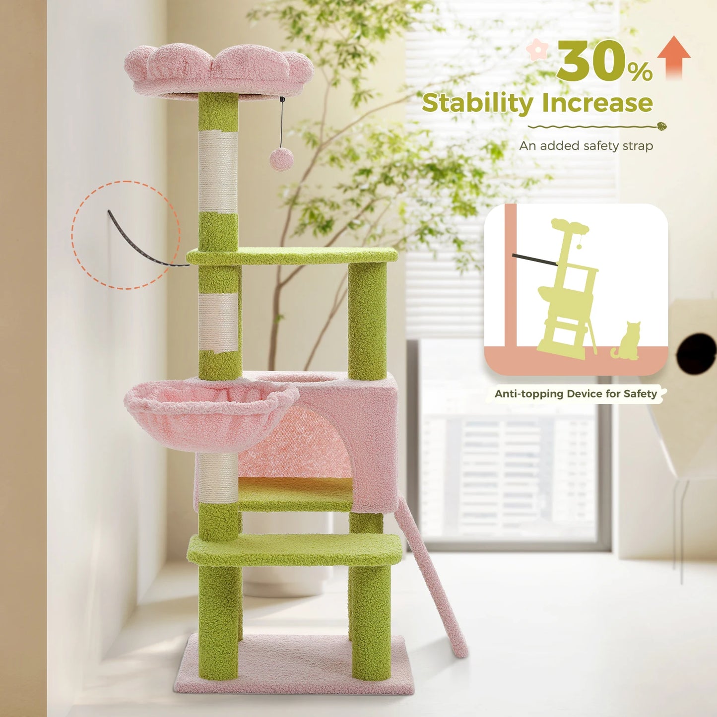 Multi-Level Flower Cat Tree Tower