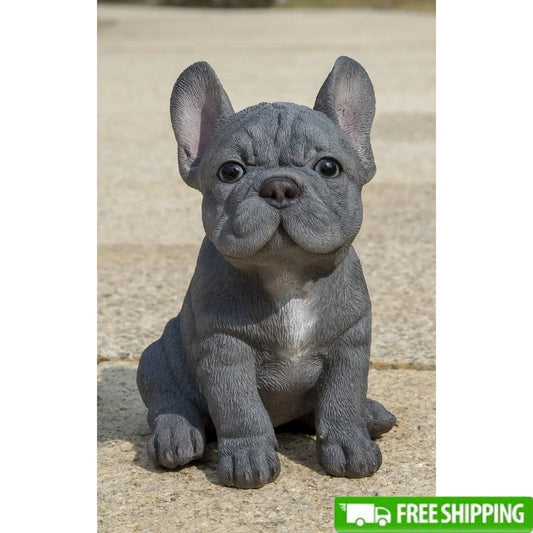 Realistic Blue French Bulldog Puppy Statue