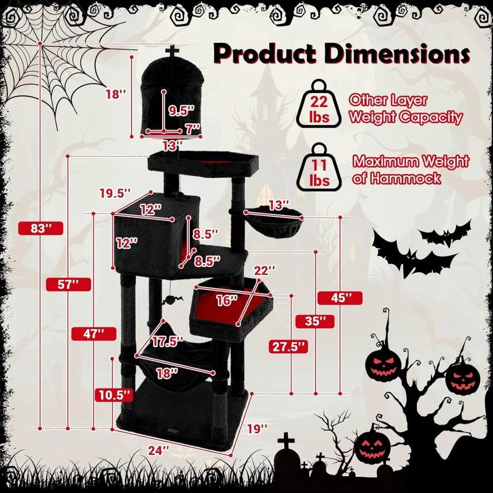 83 Inch Tall Gothic Cat Tree