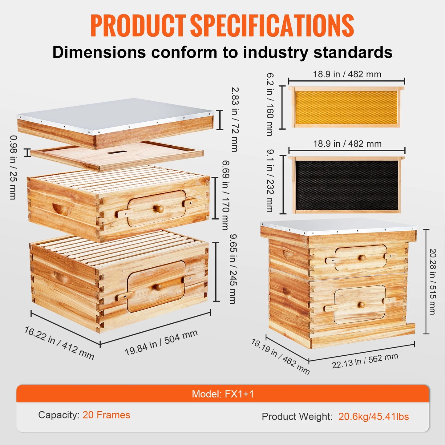 VEVOR Bee Hive Deep Box Starter Kit