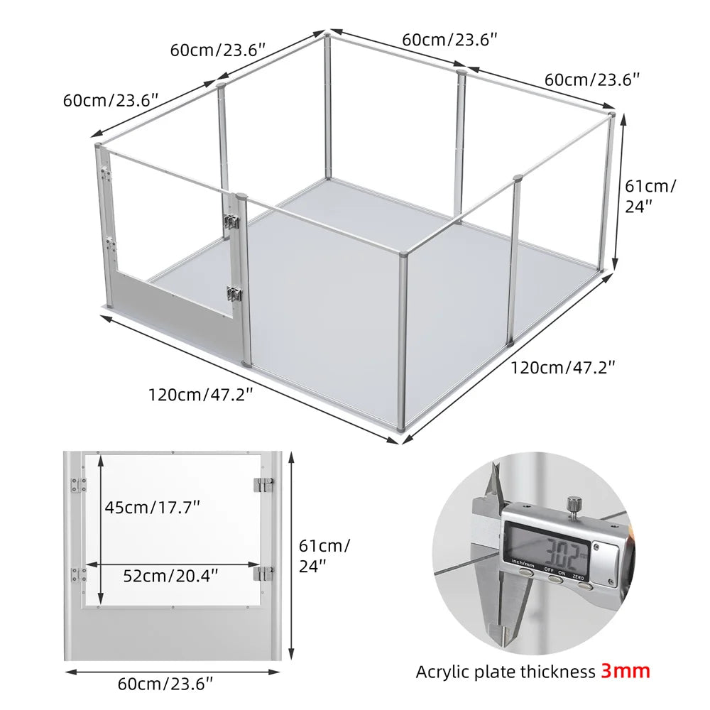 1Pc Large Acrylic Dog Playpen Cage