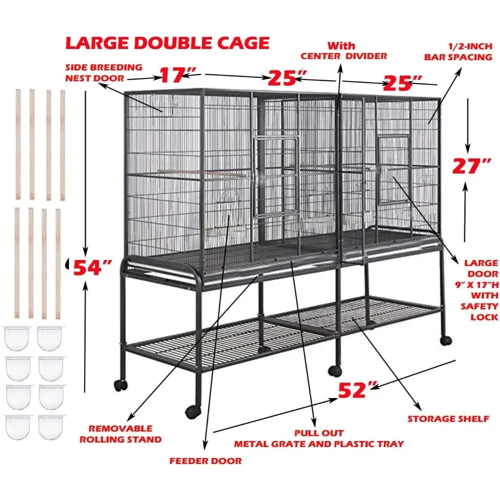 Large Double Birdhouse Treehouse Flight Cage