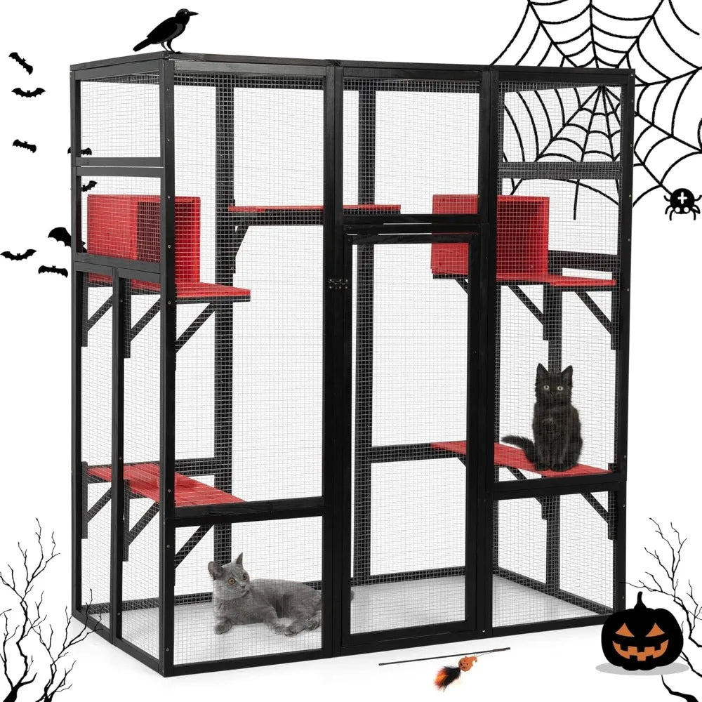 Large Spacious Wooden Catio Outdoor Cat Cage