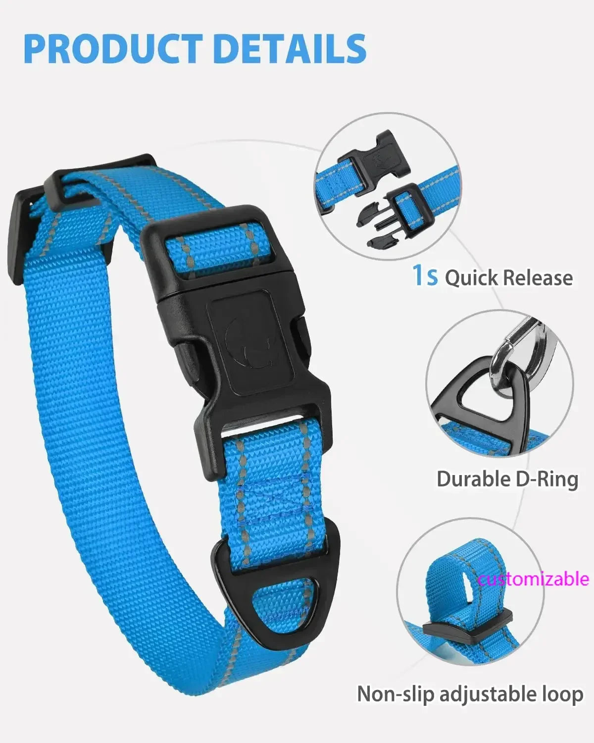 New Style Adjustable Reflective Nylon Dog Collar