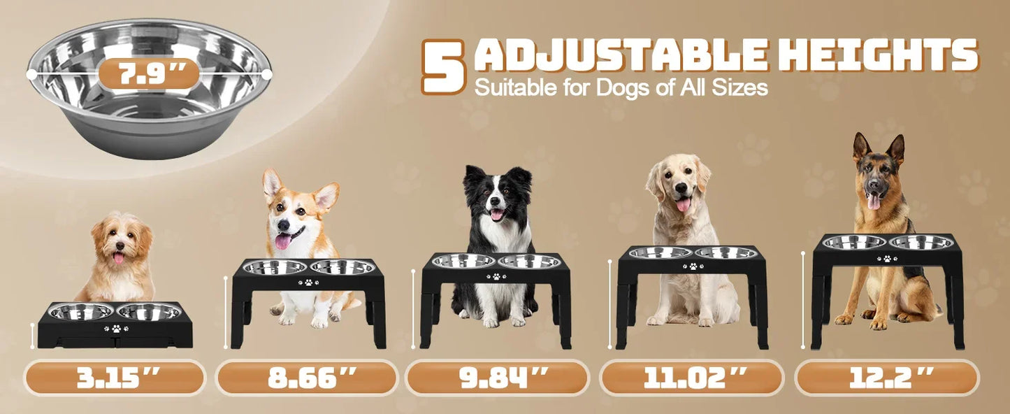 Adjustable Elevated Dog Bowls Stand