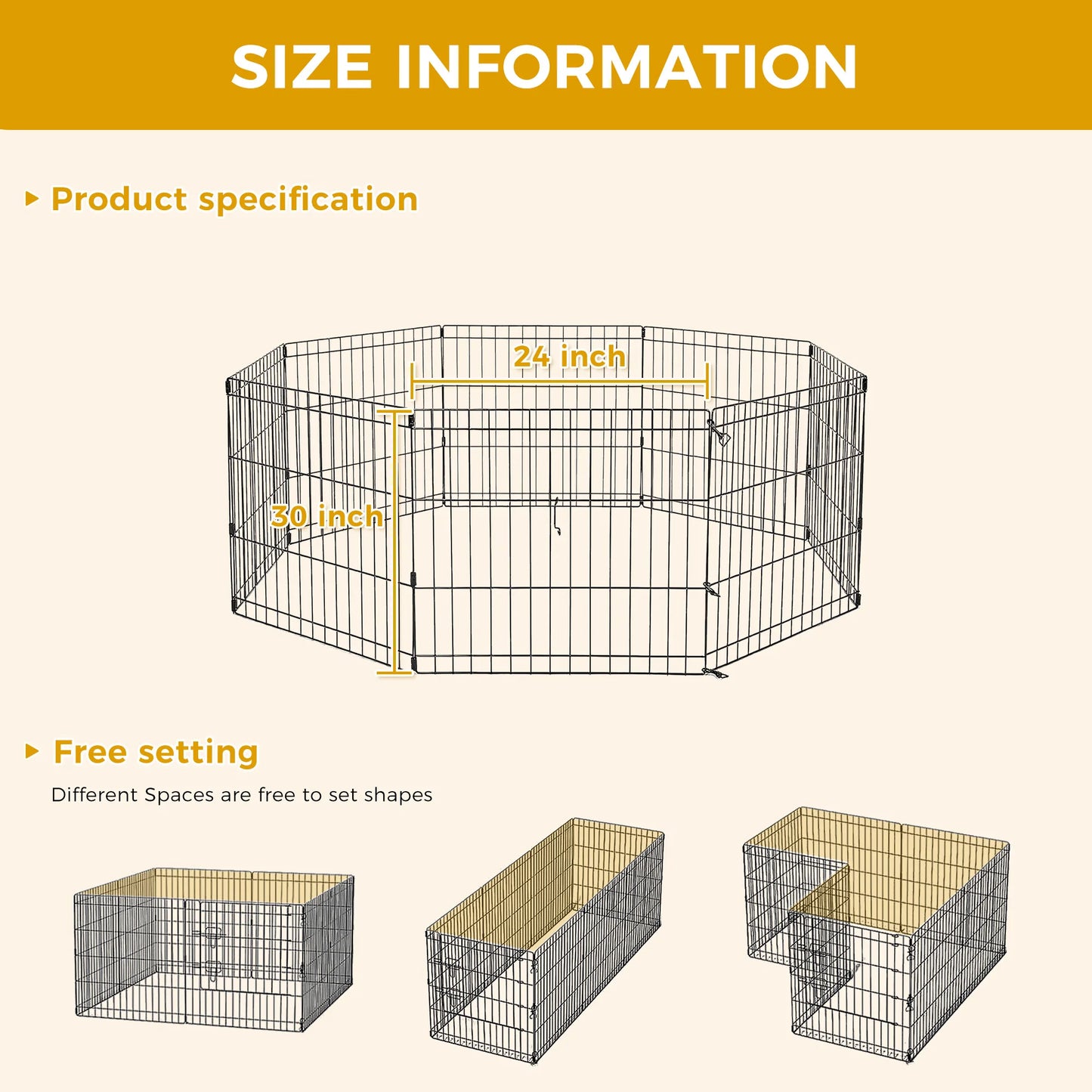 Foldable Metal Dog Playpen for Indoor/Outdoor