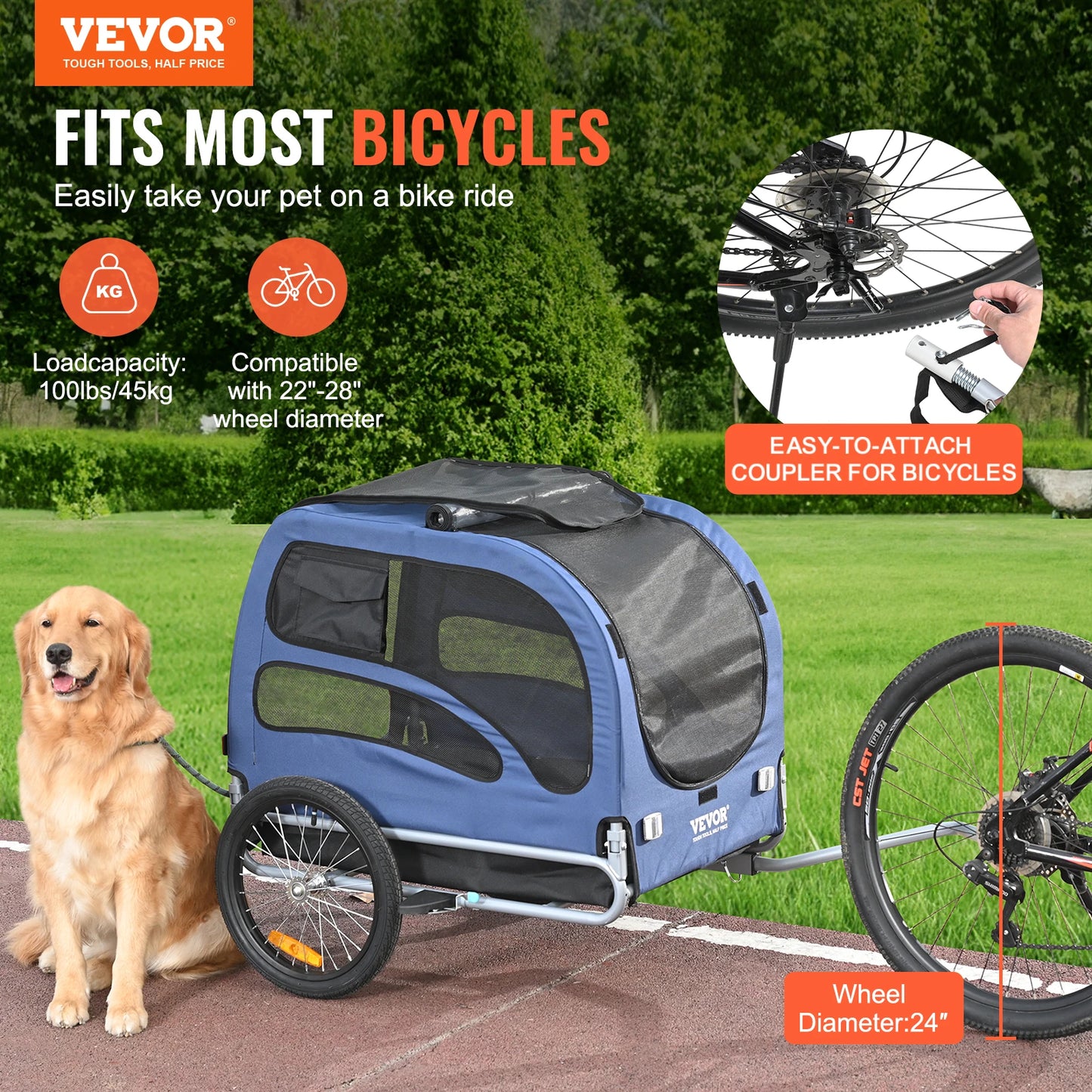 SucceBuy 100lbs Pet Cart Bicycle Carrier