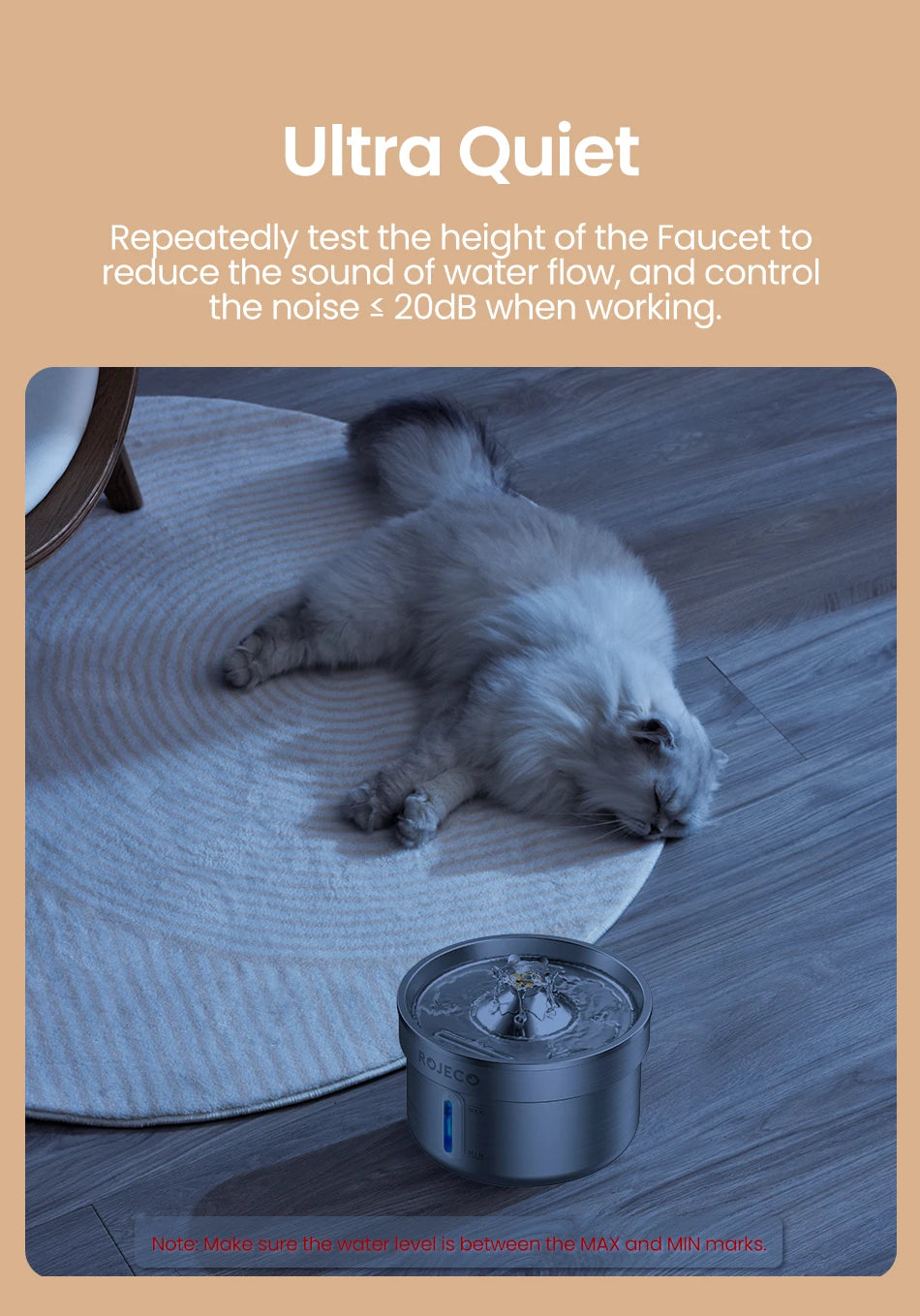 ROJECO Stainless Steel Cat Water Fountain