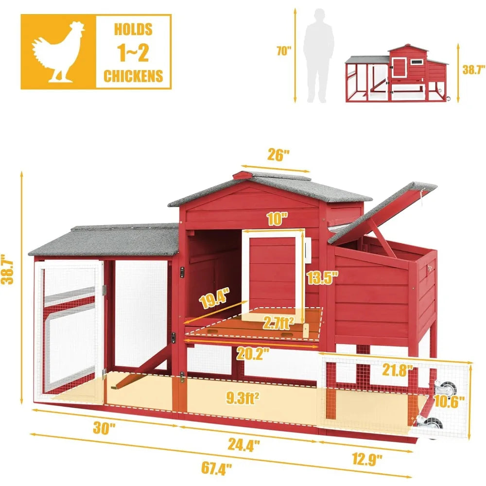 136" Chicken Coop with Wheels
