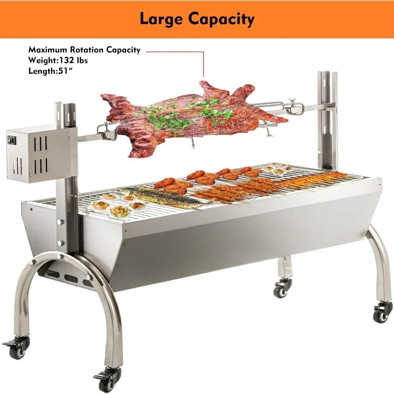50W Rotisserie Grill with Wind Screen