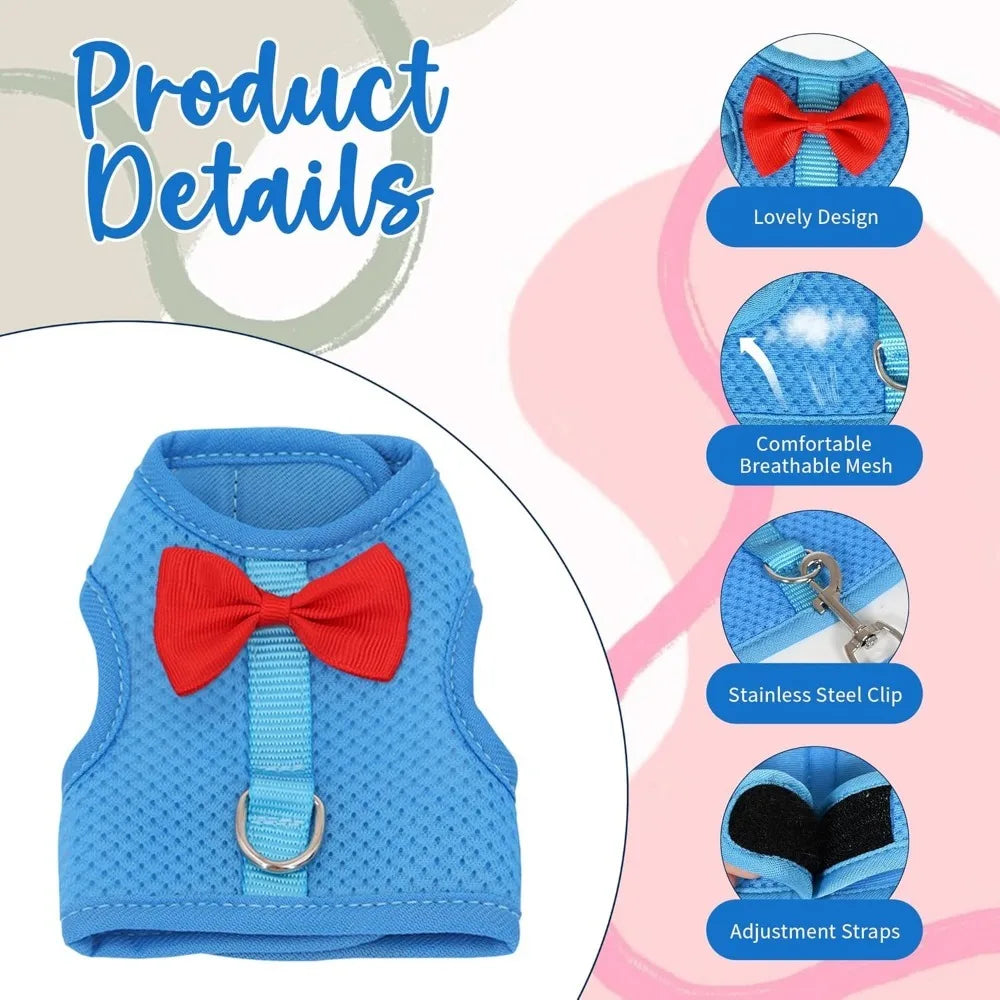 Bunny Harness and Leash Set with Cute Bow
