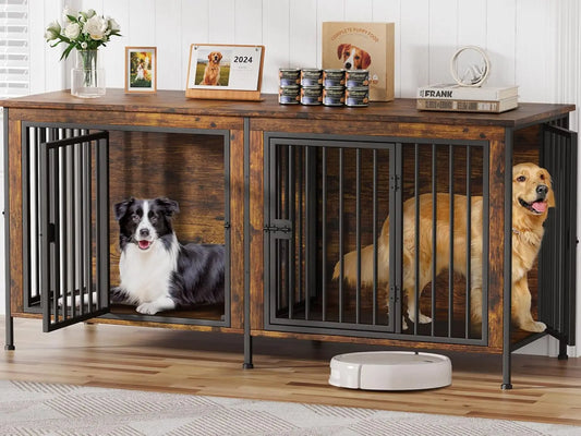 78 Inch Dog Cage Furniture for 2 Dogs