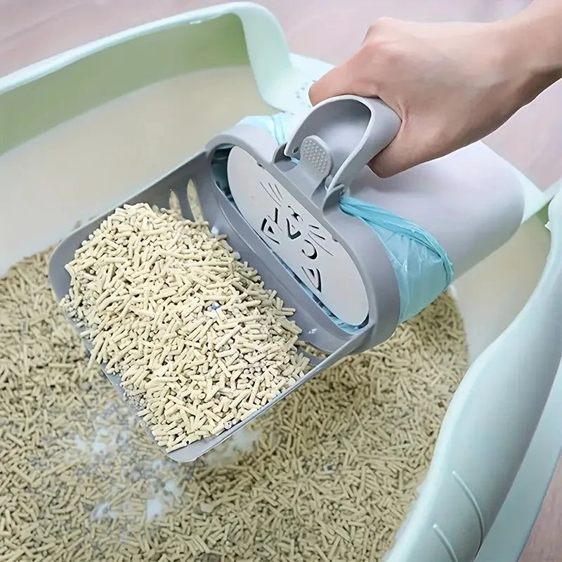 Durable Heavy-Duty Cat Litter Scoop with Waste Bag Holder