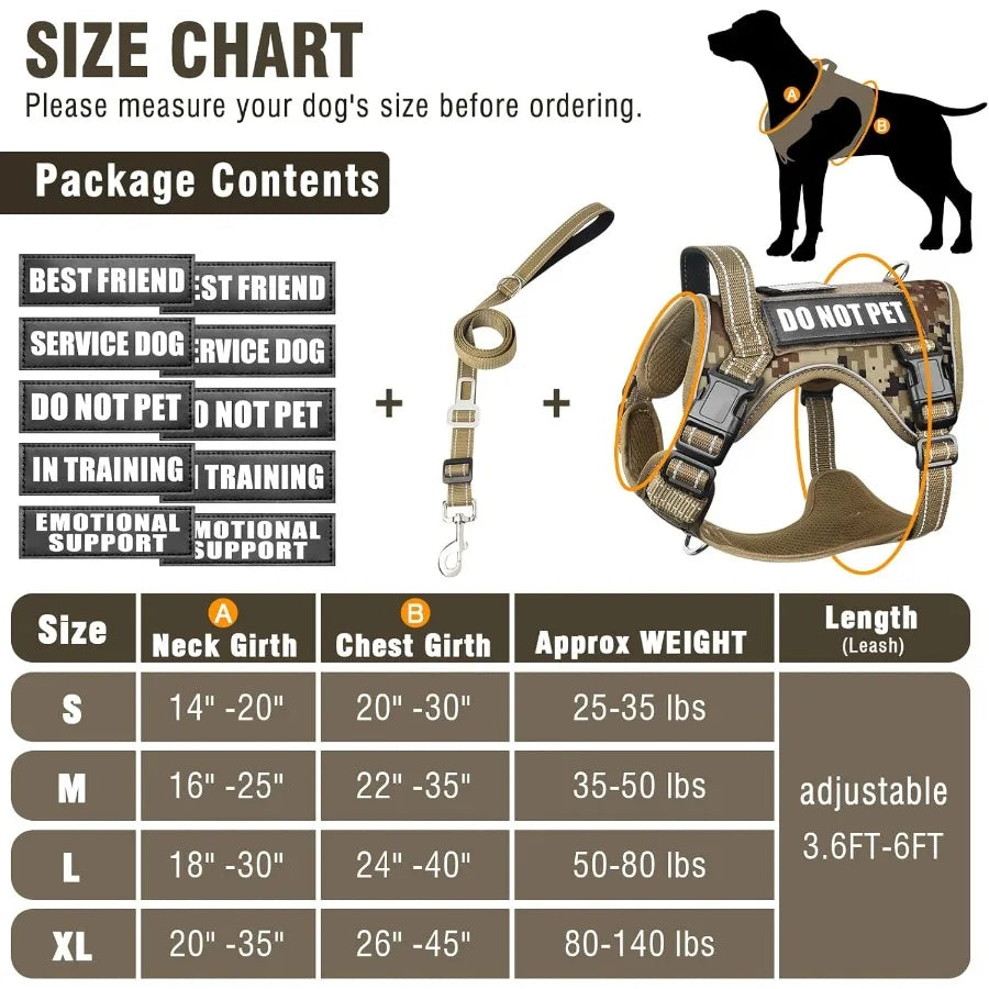 Tactical Dog Harness and Leash Set