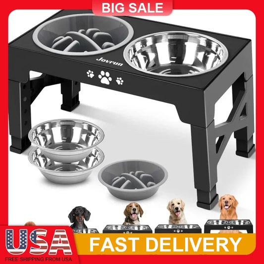 Adjustable Elevated Dog Bowls Stand