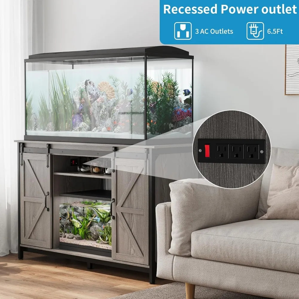 Farmhouse 55-75 Gallon Fish Tank Stand with Power Outlet