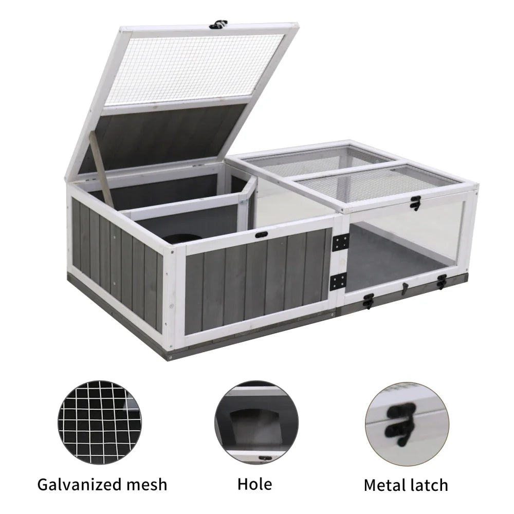 Wooden Turtle House Indoor, Small Animal Turtle Cage Outdoor
