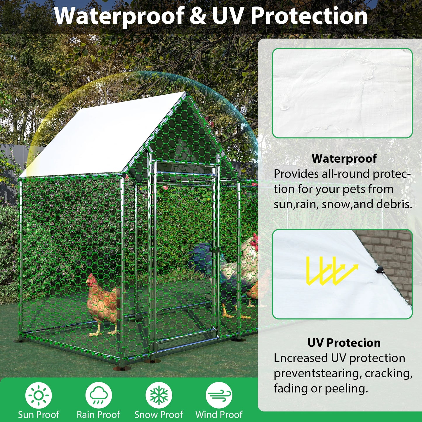 10x3FT Metal Chicken Coop Run