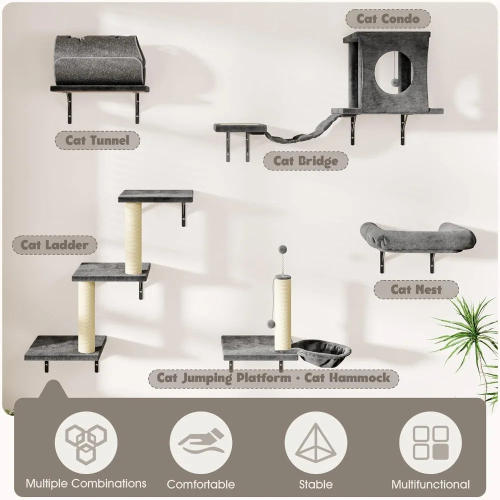 7-in-1 Wall Mounted Cat Climber Set