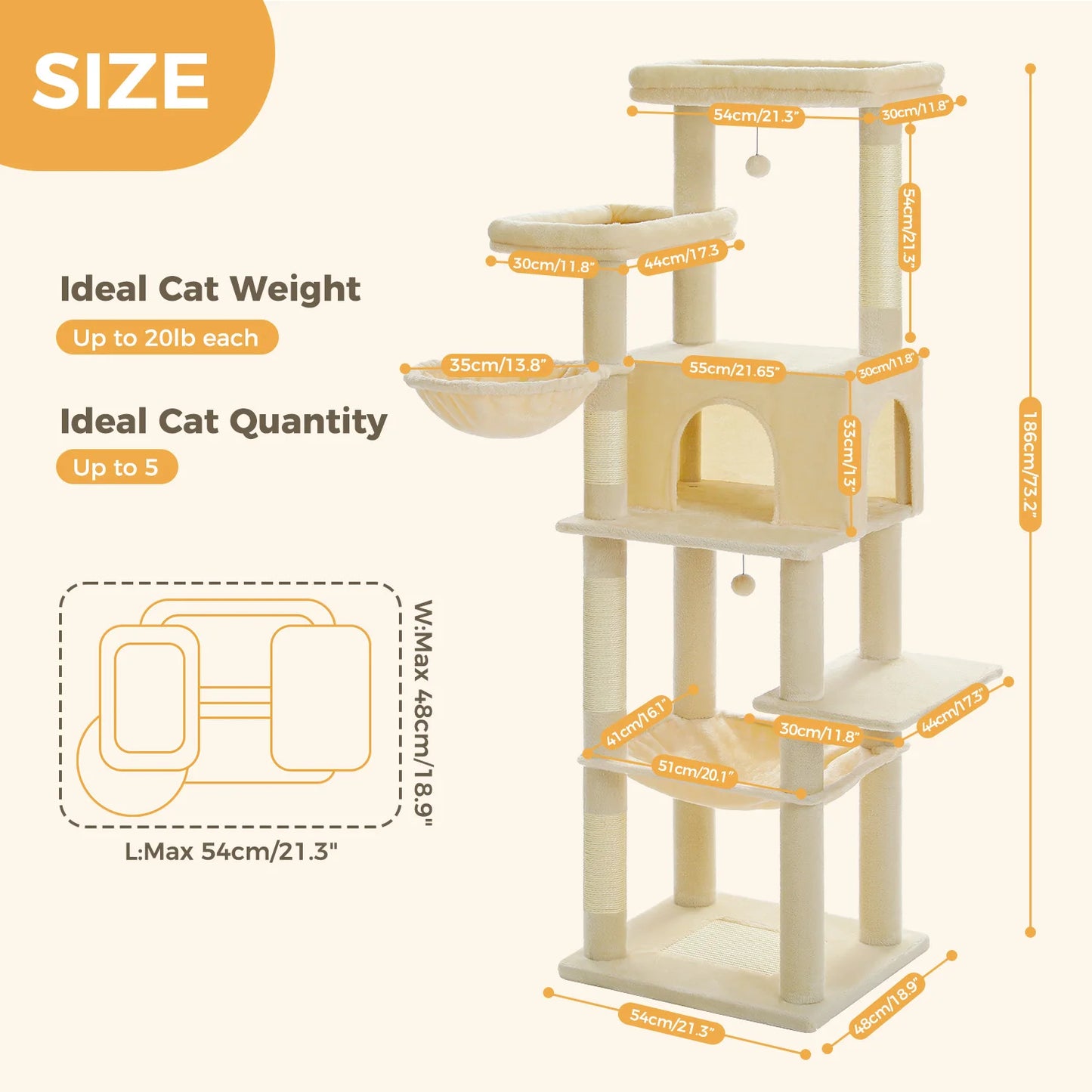 Multi-Level Cat Tree Condo for Indoor Cats