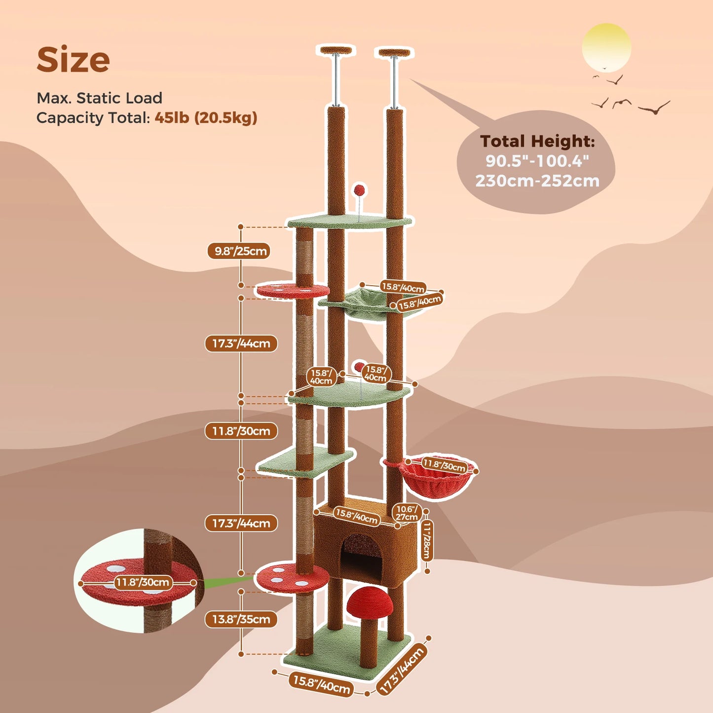 Floor to Ceiling Cat Tree Tower