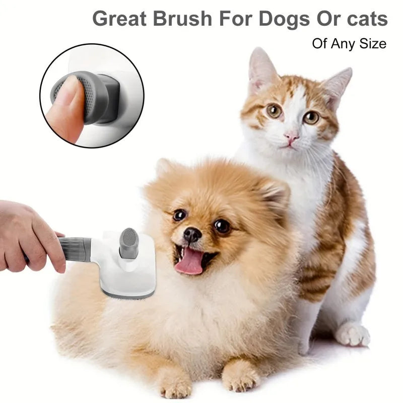 One-Button Pet De-shedding Brush