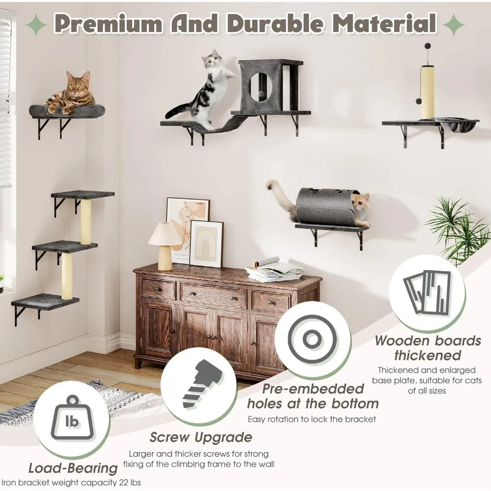 7-in-1 Wall Mounted Cat Climber Set