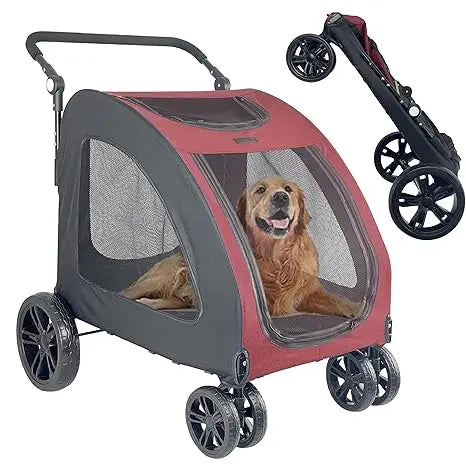 Foldable Pet Jogger Stroller for Large Dogs up to 110 lbs