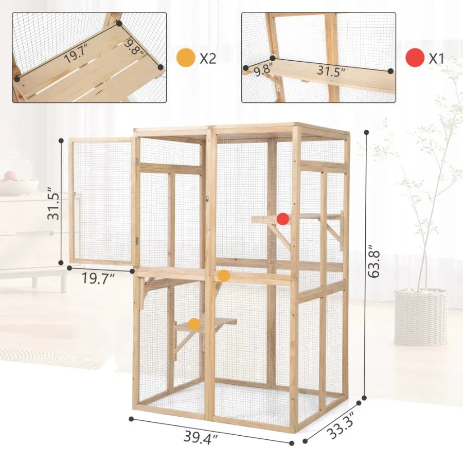 Wooden Cat Catio Outdoor Enclosure House