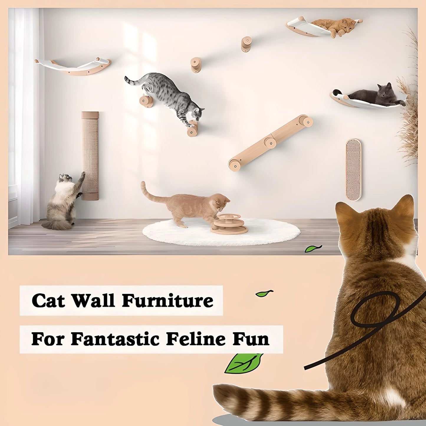 Cat Hammock Wall Mounted Cat Shelf With Two Steps