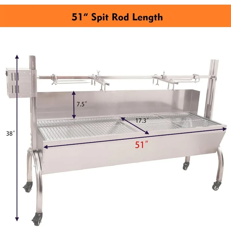50W Rotisserie Grill with Wind Screen