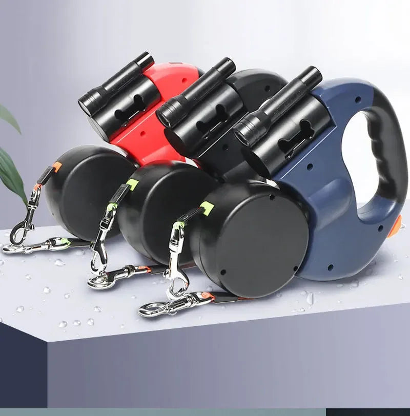 3 in1 Double Head Automatic Retractable Dog leash