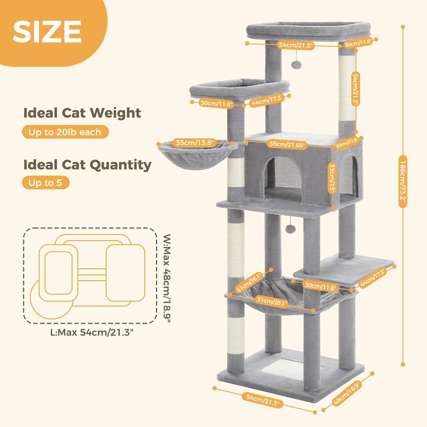 Multi-Level Cat Tree Condo for Indoor Cats
