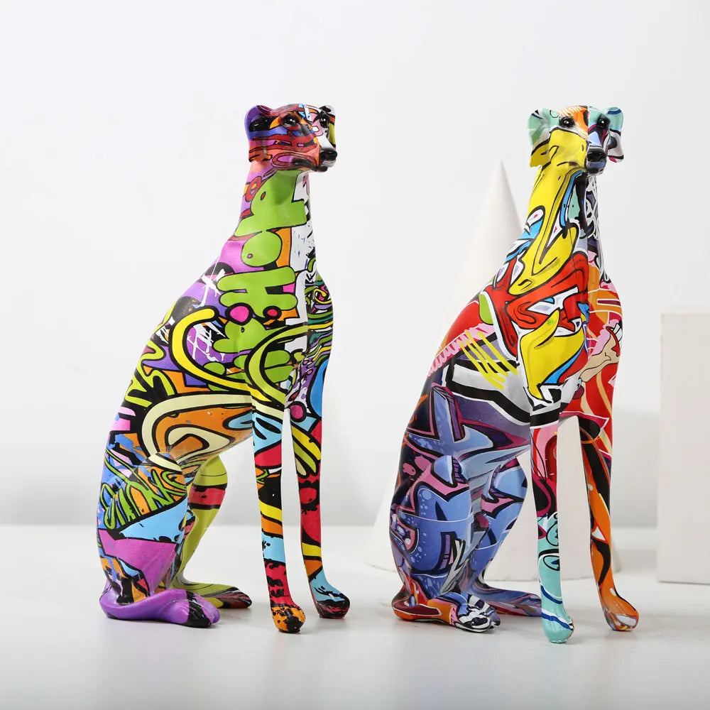 Modern Creative Painted Colorful Greyhound Doberman