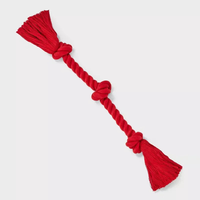 15 Inch Red Rope Dog Toy for Aggressive Chewers