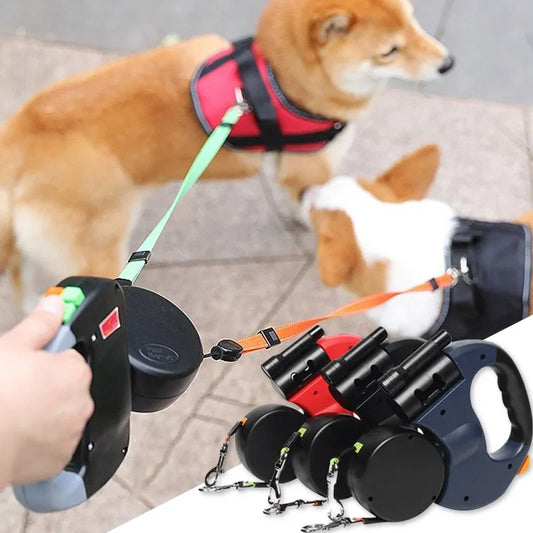 3 in1 Double Head Automatic Retractable Dog leash