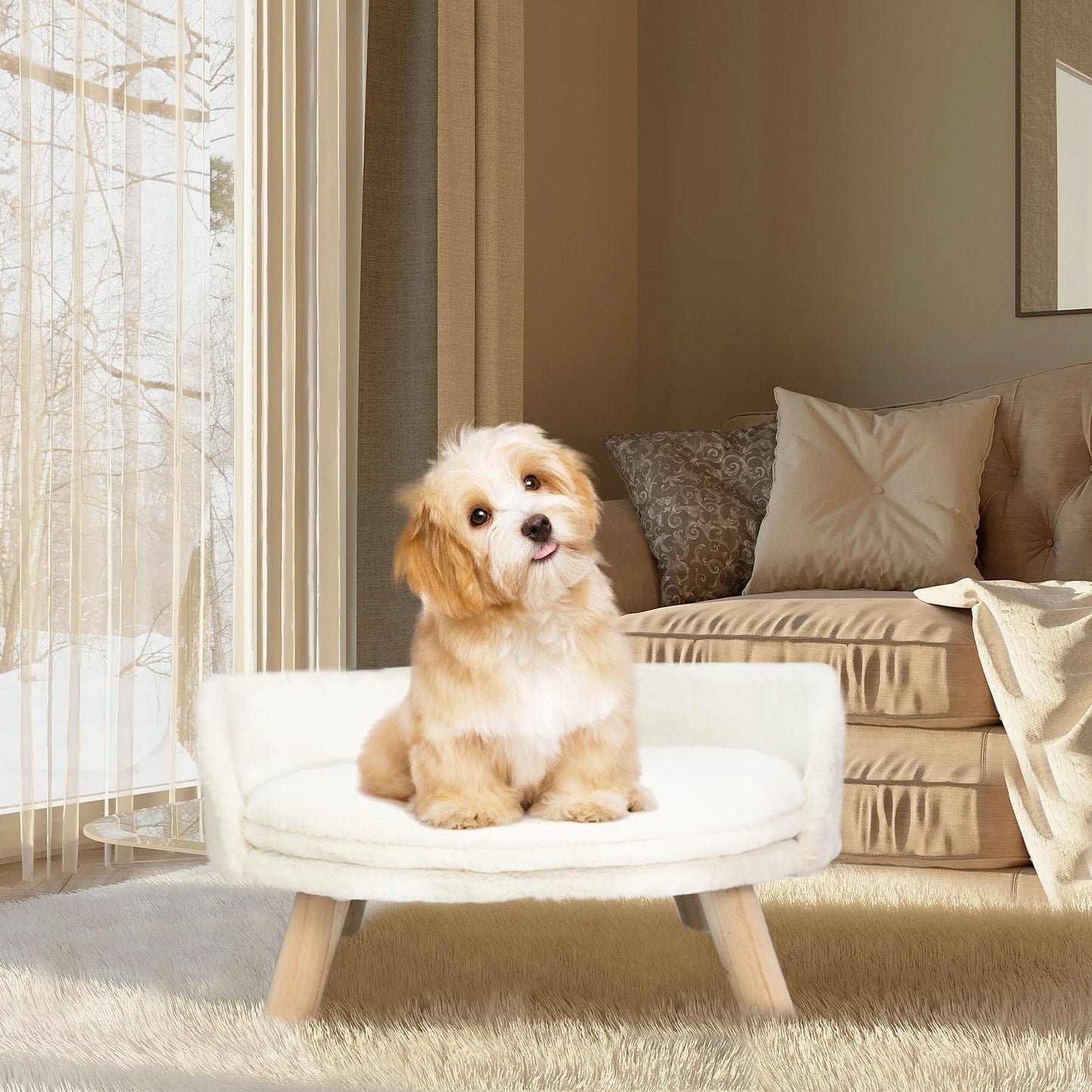 Pet Sofa Bed Raised Cat Chair Small Dog Couch Bed