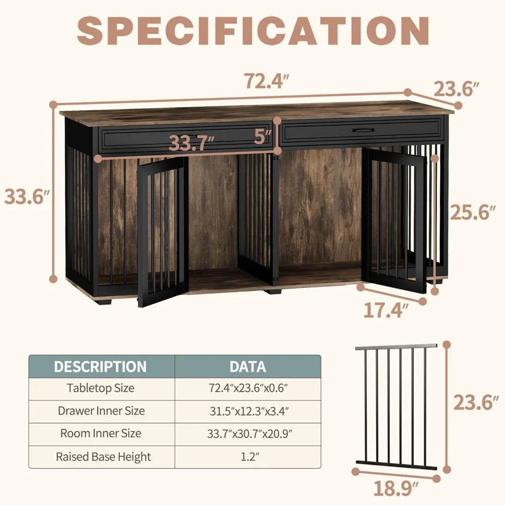 Large Dog Crate Furniture for 2 Dogs