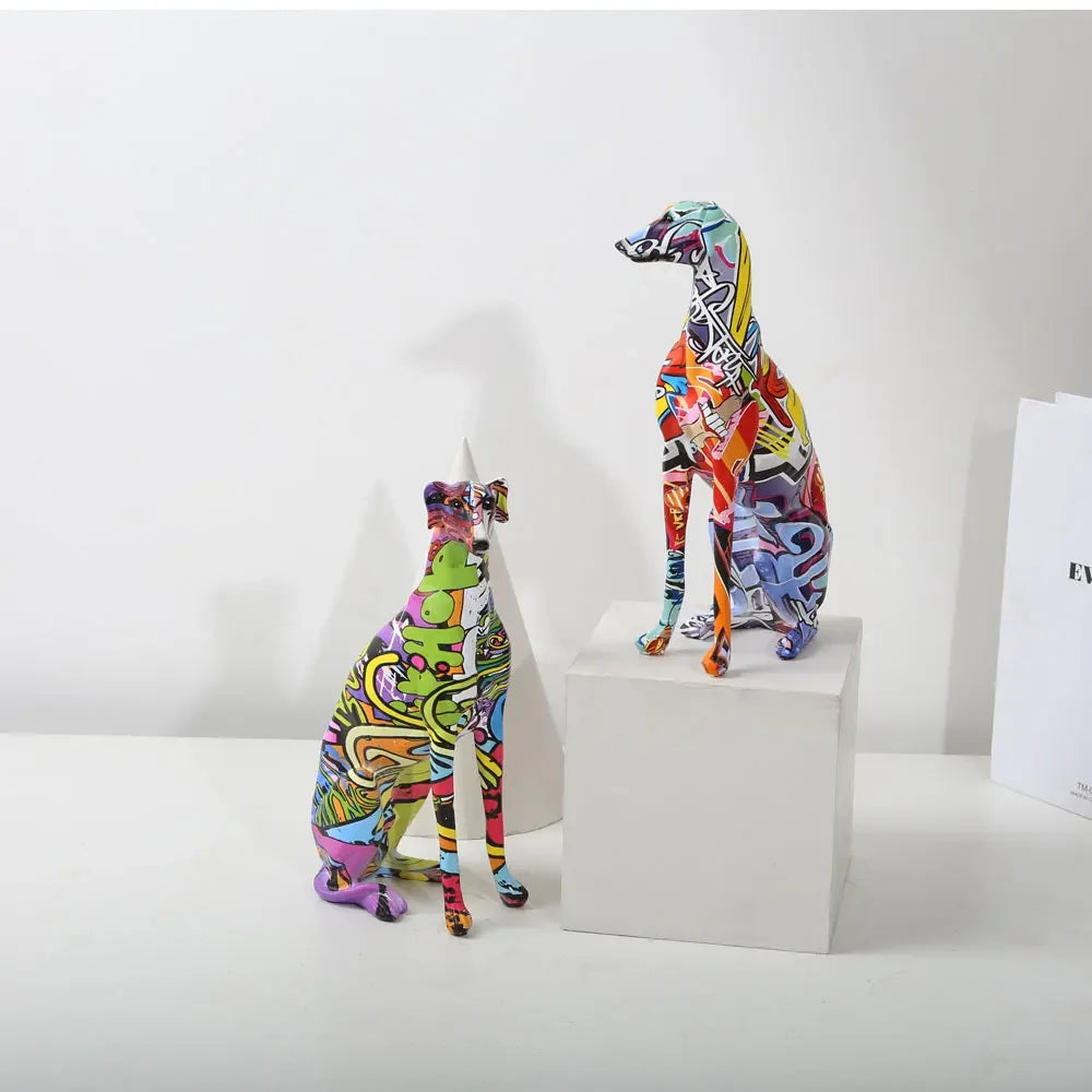 Modern Creative Painted Colorful Greyhound Doberman