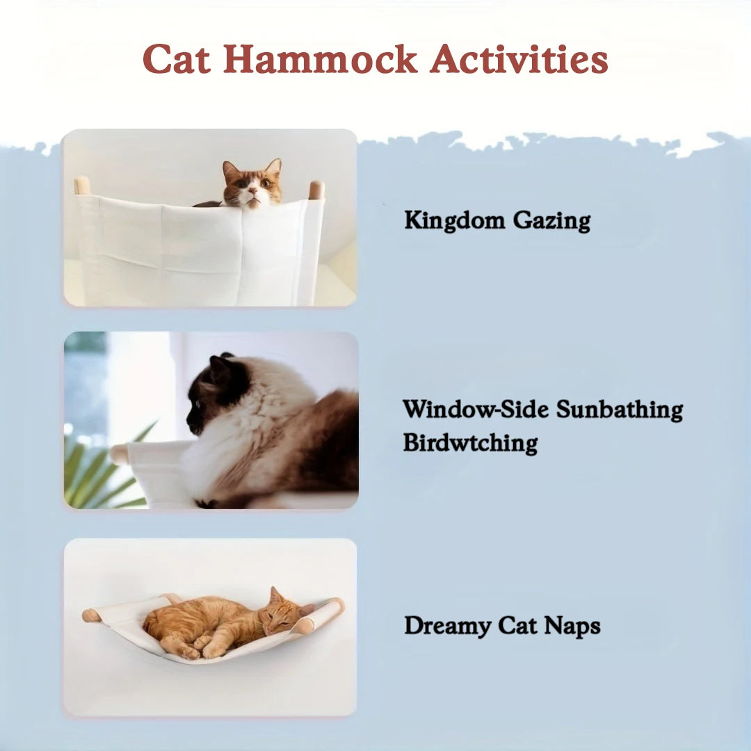 Cat Hammock Wall Mounted Cat Shelf With Two Steps