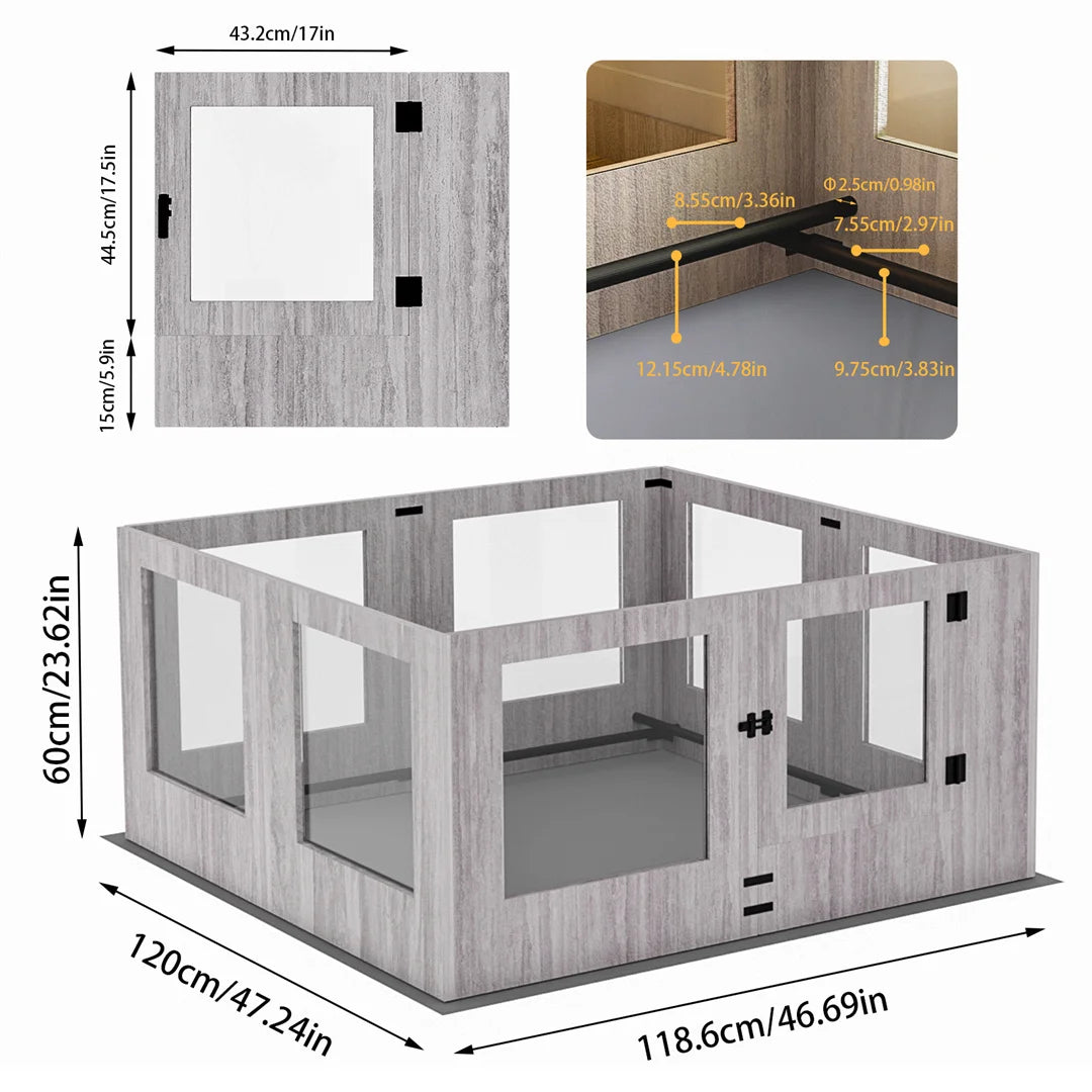 Tempered Glass Pet Whelping Box