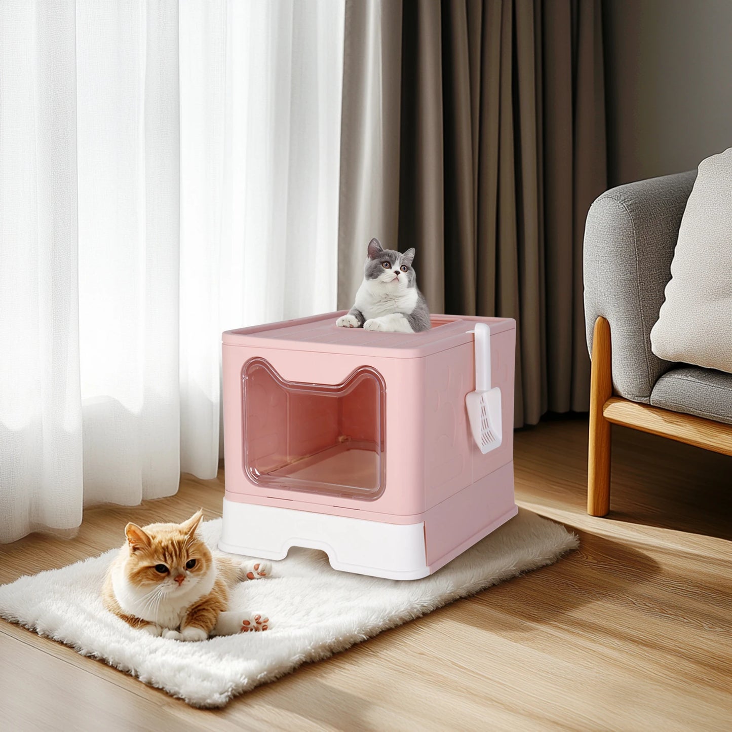 Modern Flexible Tidy Cat Litter Box Enclosure